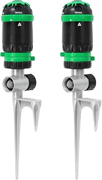 RESTMO 2 Pack Gear Drive Sprinkler with Step Spike Base, Green