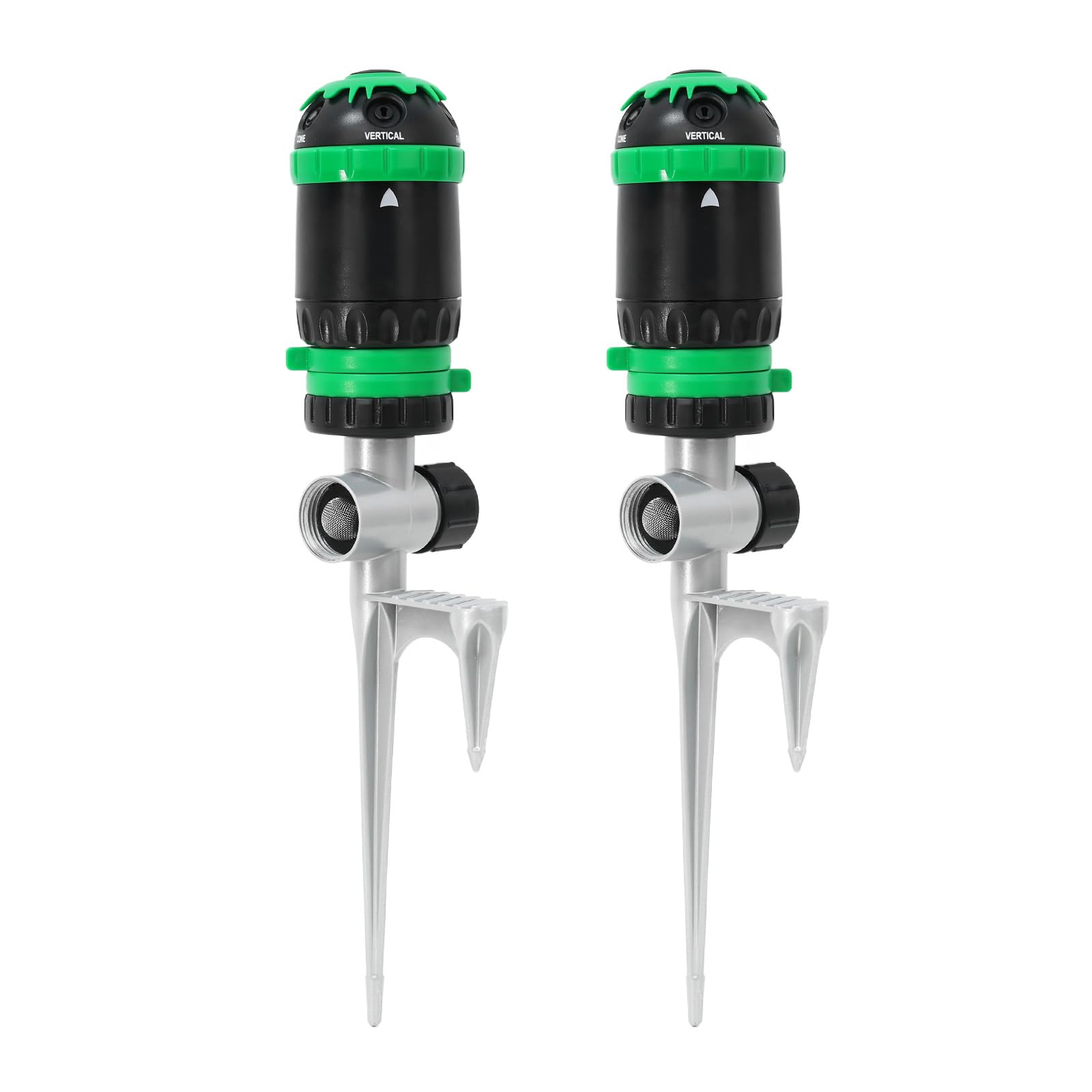 RESTMO 2 Pack Gear Drive Sprinkler with Step Spike Base, Green