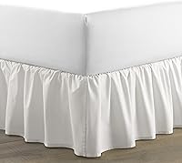 Laura Ashley King White Solid Ruffled Cotton Bed Skirt, 15-Inch Drop, Machine Washable