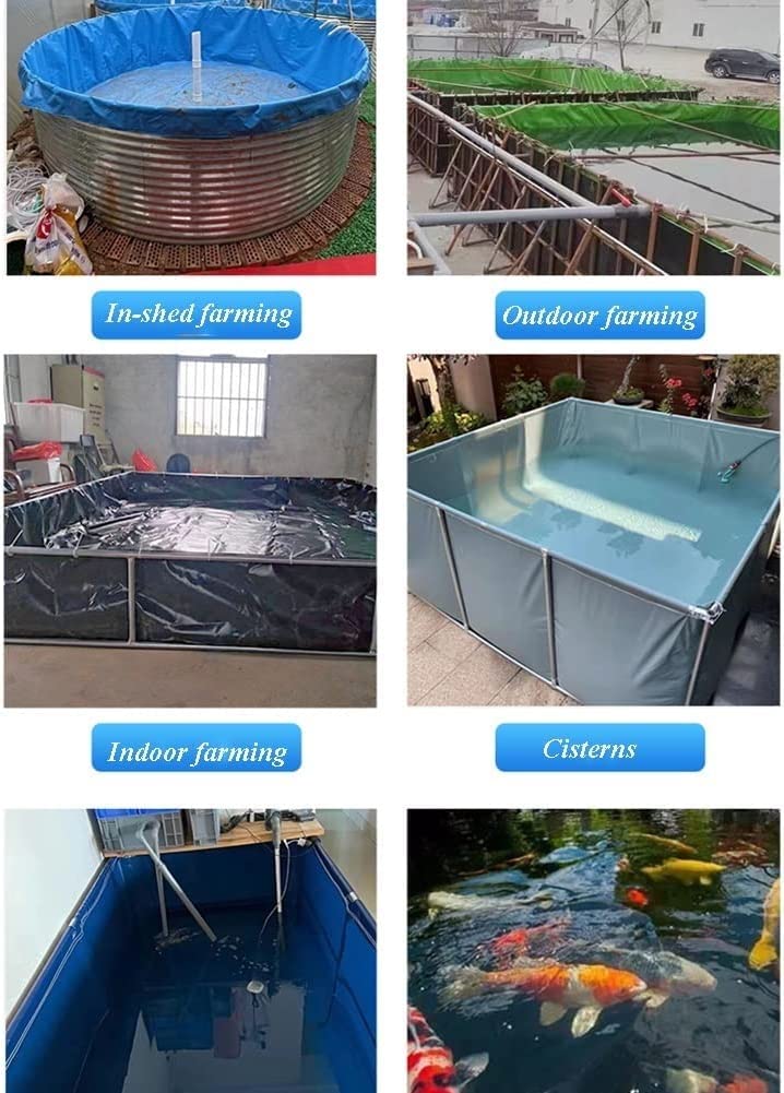 Estanque De Peces De Lona Grande con Soporte, Tanque De Agua De Acuicultura Material Más Grueso De 0,5 Mm Resistente A La Intemperie Y A La Oxidación Se Utiliza Principalmente For Estanques De