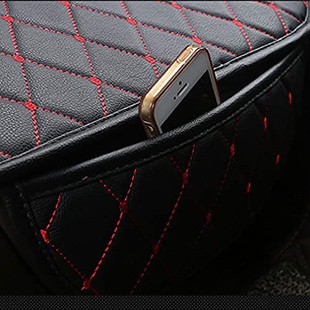 Per Discovery(5seats) 2010-2023 Auto Cuscino Seggiolino in Pelle per Anteriore e Posteriore Antiscivolo Coprisedili Sedia Cuscini Protezione Accessori,D/Blackred