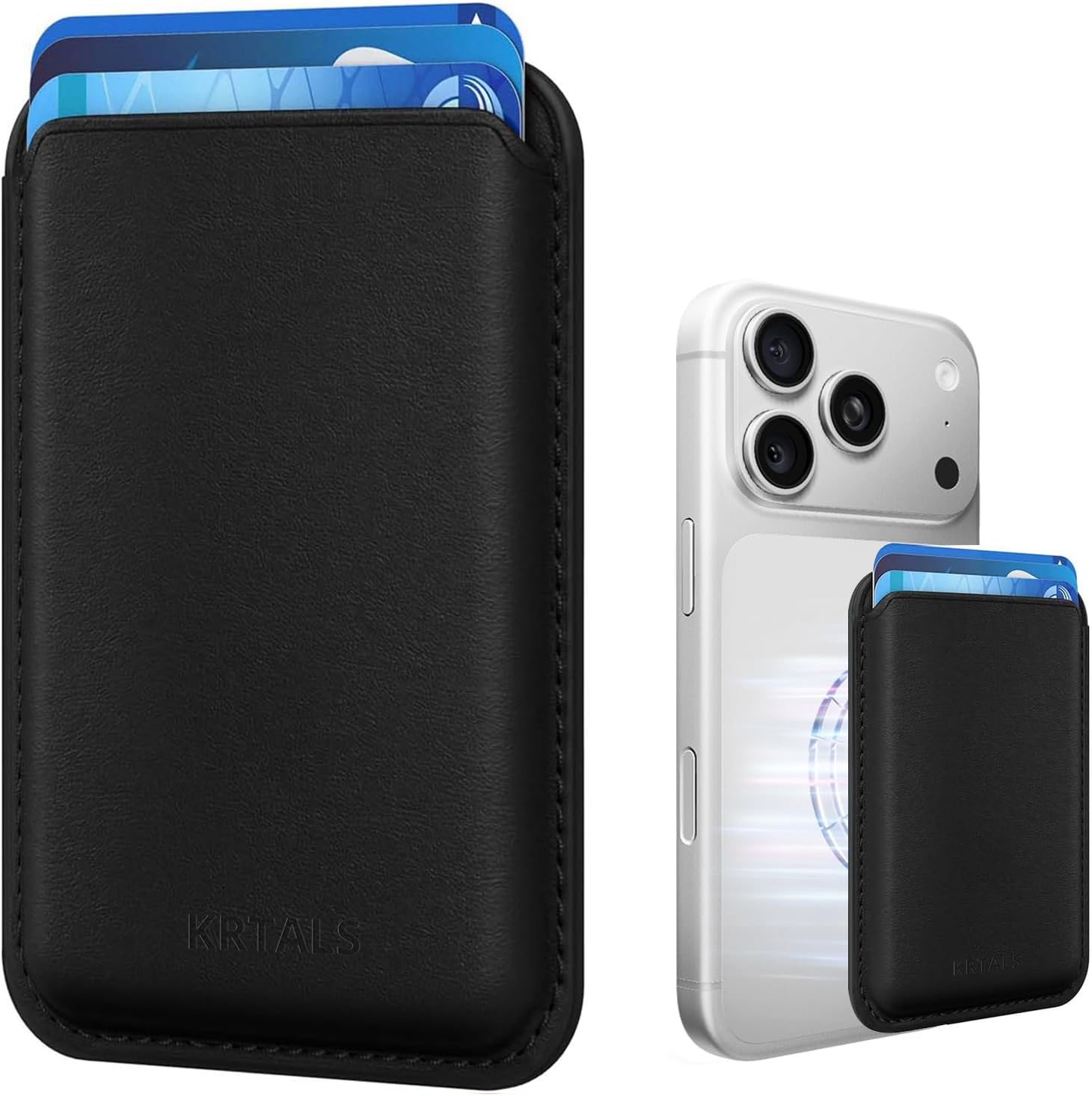 Stronger Magnetic RFID Leather Mag-Safe Card Holder for iPhone 16 Series Mag-Safe Accessories Stick on Series of iPhone