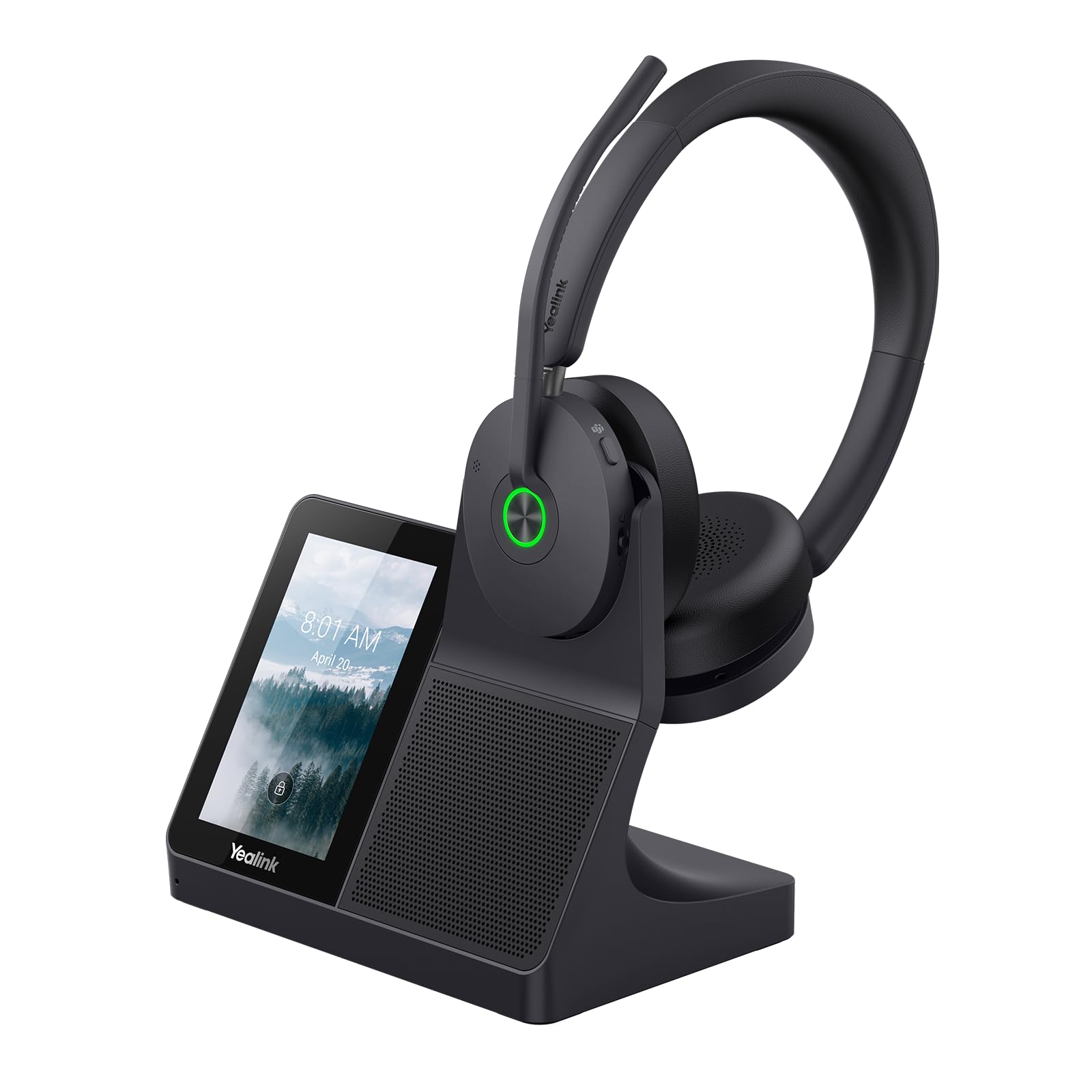 Yealink WH68 All-in-One UC-Workstation - DECT & Bluetooth Wireless Headset mit 4-Zoll Touchscreen, Hybrid-ANC, Acoustic Shield, Freisprechfunktion & USB-Hub für Büro & Home Office