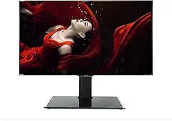 ININOSNP Suporte para TV de mesa com base de vidro temperado de 8 mm de espessura e design de proteção múltipla, adequado para televisores finas de 26 a 32 polegadas