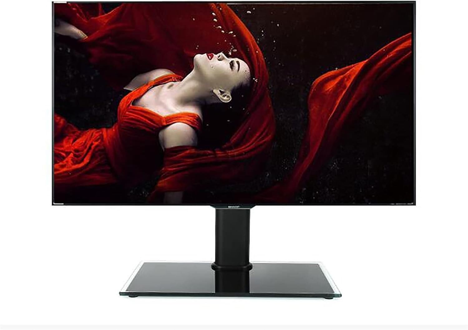 SGKOMN Monitor Arms Desktop TV Stand with 8mm Thick Tempered Glass Base and Multiple Protection Design, Suitable for 26-32 Inch Thin TVs