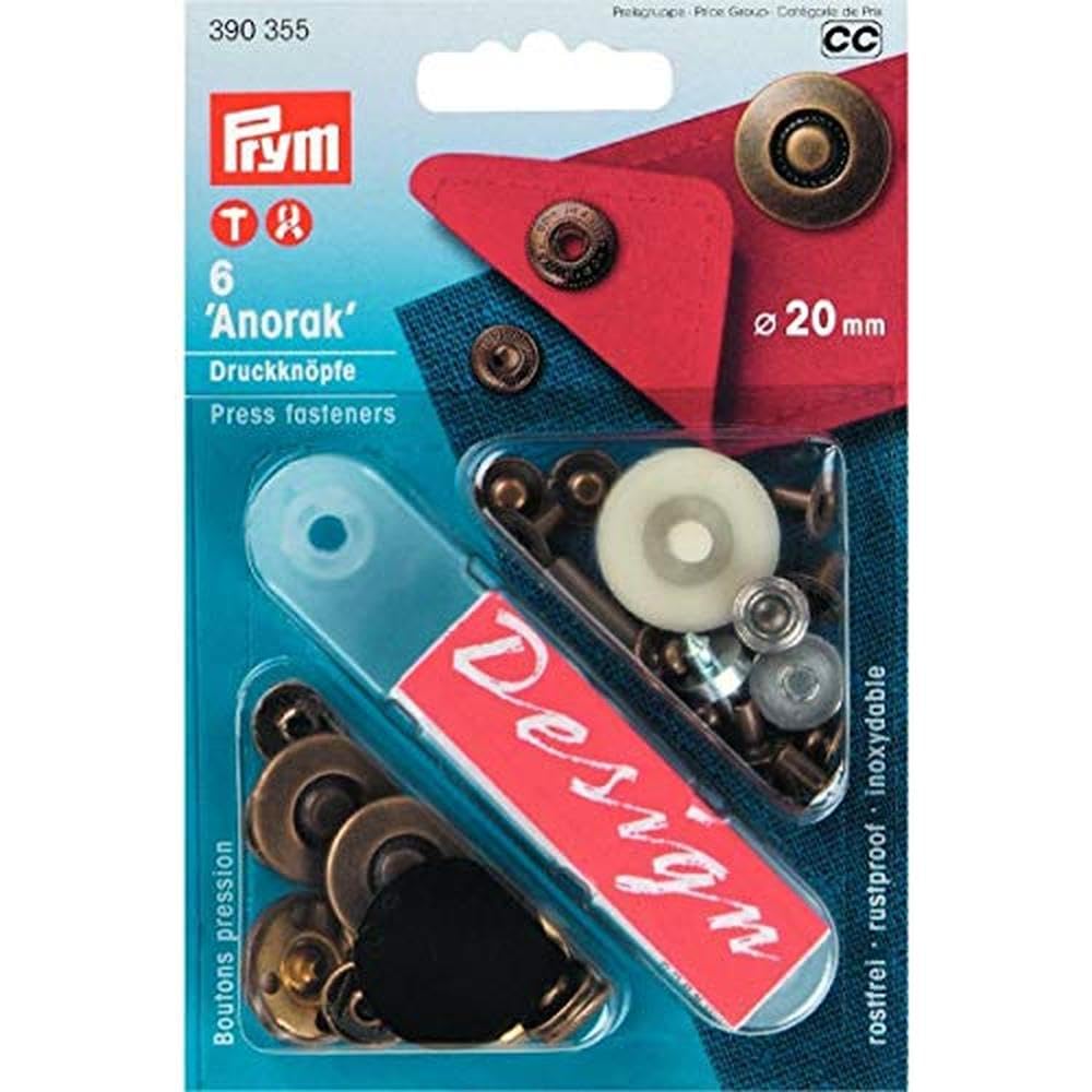 Prym Boutons Pression Anorak Design Spirit 20mm – Vieil Argent, Sans Couture, Ultra Solides