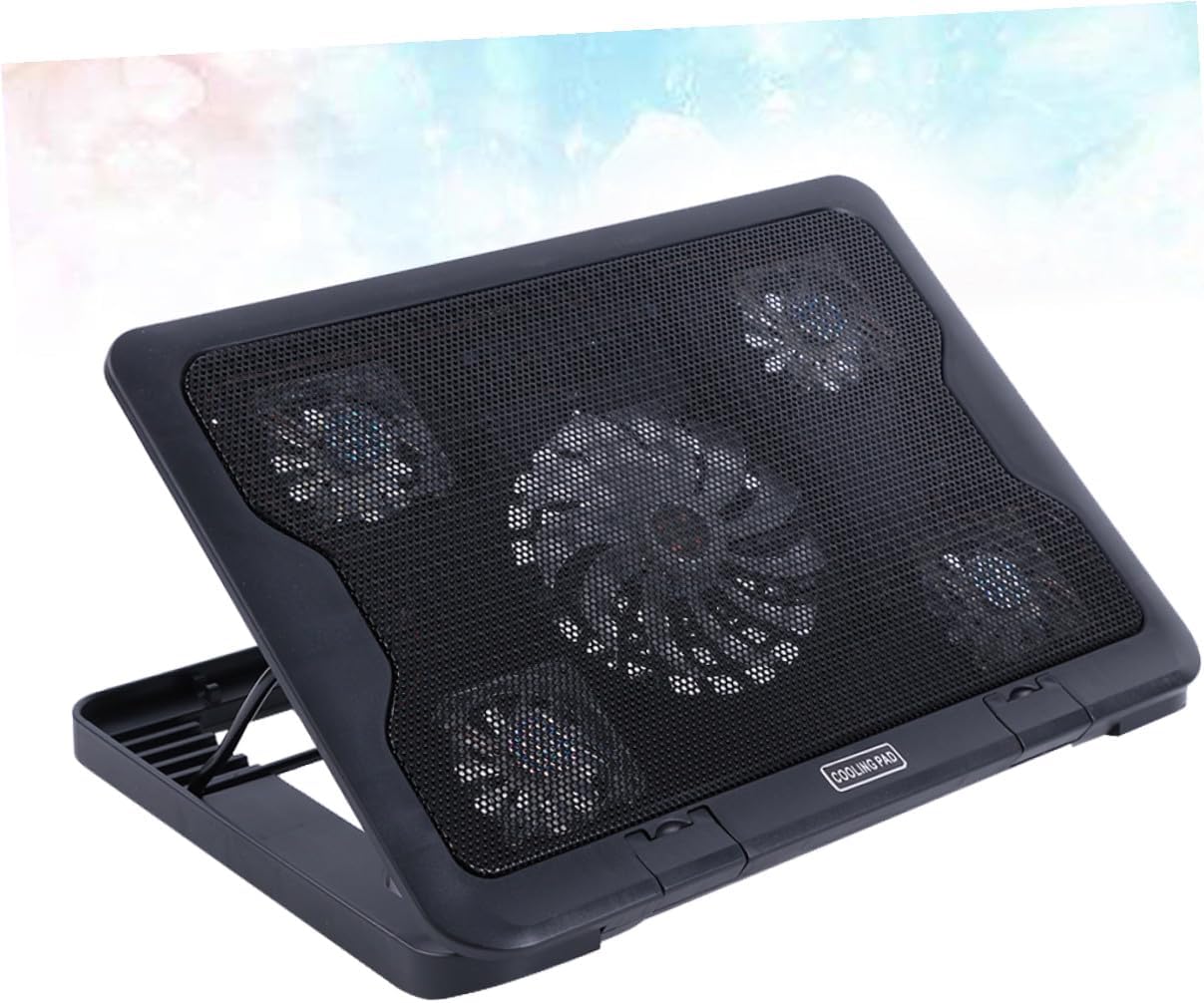 Homoyoyo Laptop Cooling Pad with 5 Fans USB-Powered Adjustable Stand Anti-Skid Heatsink Cooling Base for Notebooks and Gaming Laptops