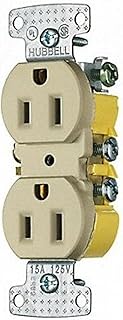 HUBBELL WIRING GIDDS-606181 RR15I Receptacle Duplex 15A Push Terminal Ivory-606181, Ivory