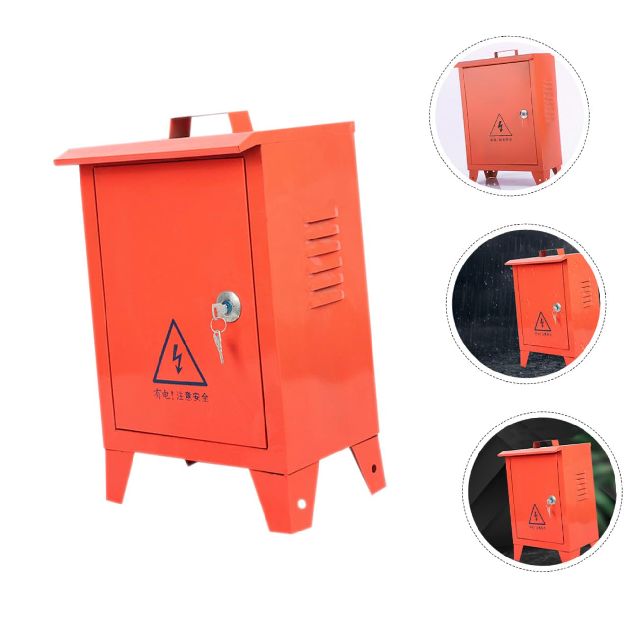 Artibetter Outdoor Iron Power Distribution Box 250x300x180mm with Breaker Cover, Weatherproof Circuit Breaker Junction Box for Construction Site Temporary Electrical Protection