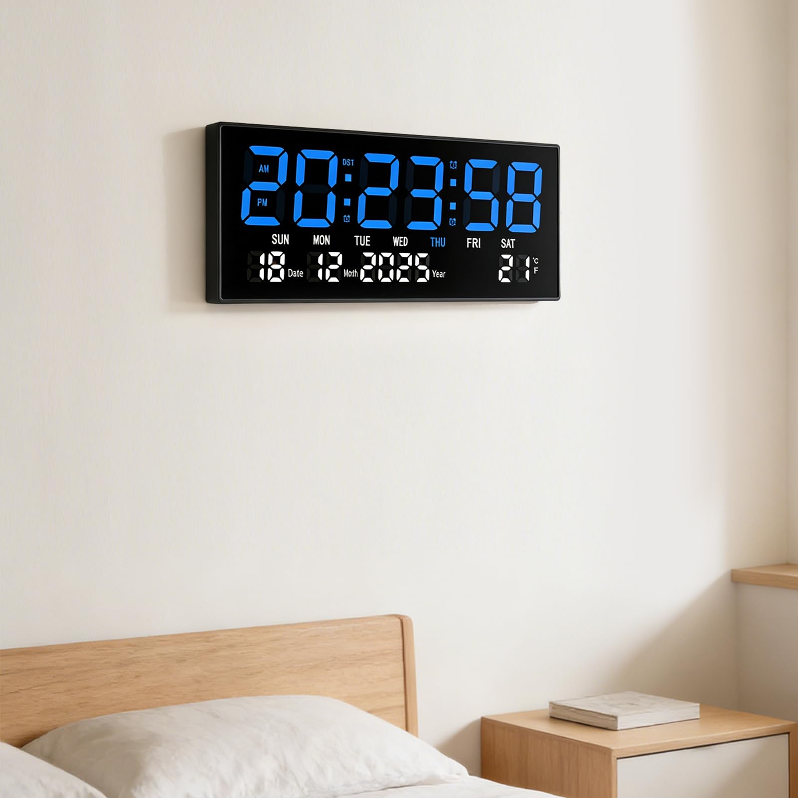 Orologio Digitale a LED, Ampio Display con Funzionamento Silenzioso per L'arredamento della Scrivania da Parete Dell'home Office