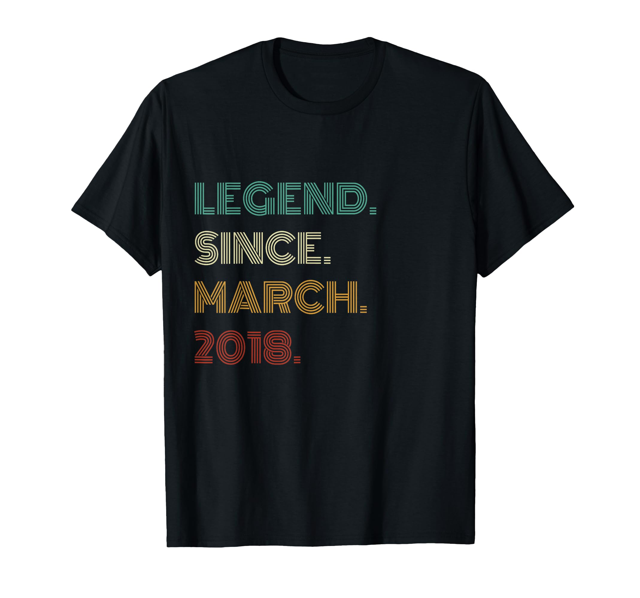 Retro Birthday Smart Store7 Years Old Legend Since March 2018 7th Birthday T-Shirt