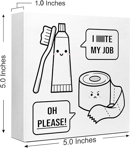 Miniatura 2 de Divertidos letreros de madera para baño, con texto en inglés My Job Oh Please My Job Oh Pleas, letrero de madera para baño, estante de baño, baño,