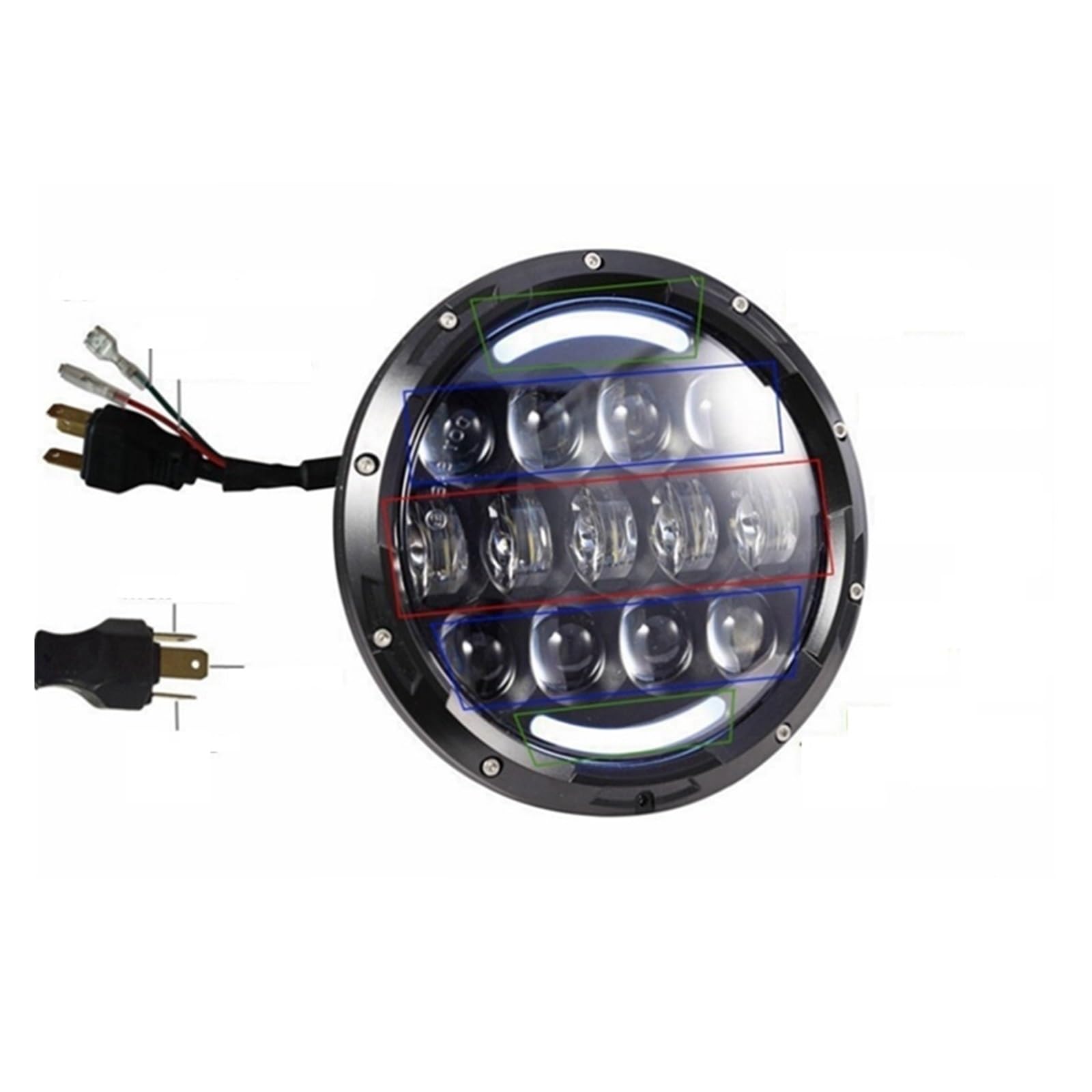 Halo Angel Eye 105W 7" Reflektor LED & amp; Tylne tylne światło hamowania LED & 4'' Światła przeciwmgielne kompatybilne z Jeepem Wranglerem JK(USA VERSION)