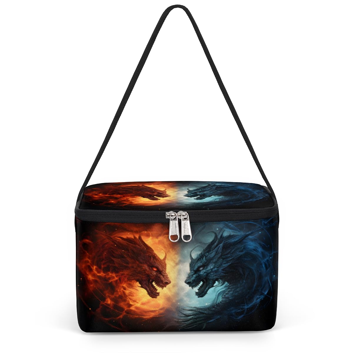 GzLeyigou Fiery Dragon Lunch Bags for Women Men 9 Cans, Hot & Cold Food Delivery Bag Insulated Grocery Bag Insulated Lunch Box Ice Dragon Cooler Bag for Office Work Picnic Beach