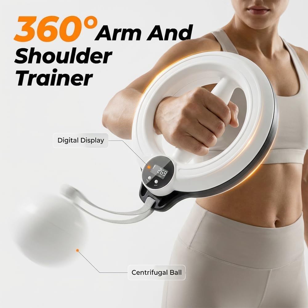 Infinity Hoop 2.0 for 360° Hand-Crank Forearm Trainer, Arm, Wrist, Shoulder and Chest Fitness Exercise Equipment for Home Gym