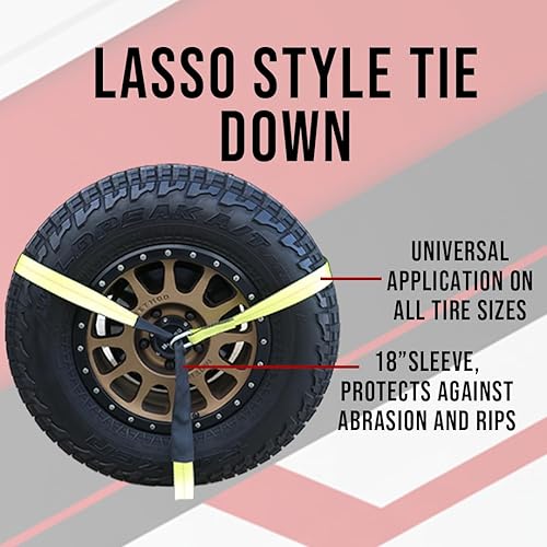 Miniatura 4 de Boxer Herramienta de amarre para coche con ganchos de alambre, estilo lazo, 2 x 120 pulgadas, paquete de 4 unidades, para remolques, cama plana,