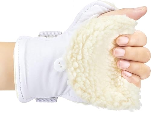 1 par de protectores de palma para contracturas de dedos, protector de palma para zurdos, cómodo cojín de mano con forro de sherpa suave,