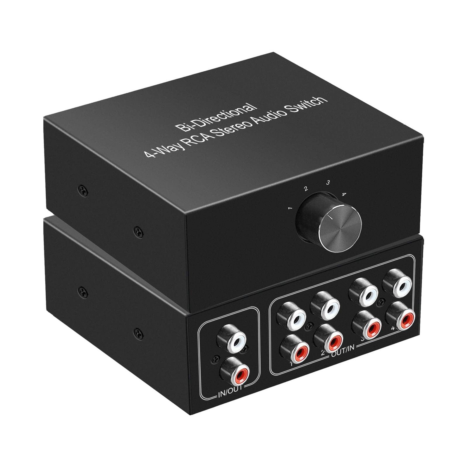 predolo 4 Porte bidirezionali Switcher Box Audio Splitter RCA Stereo Switch Selector Distributore, Interruttore a 4 canali