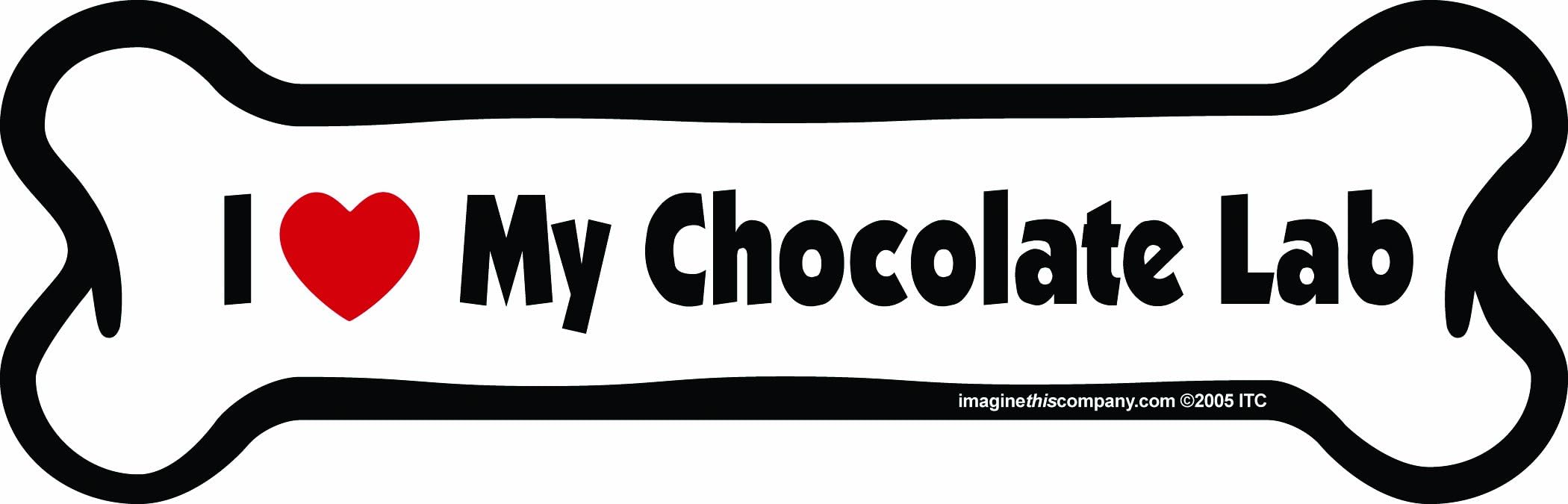 Bone Car Magnet, I Love My Lab (Chocolate Lab), 2-Inch by 7-Inch