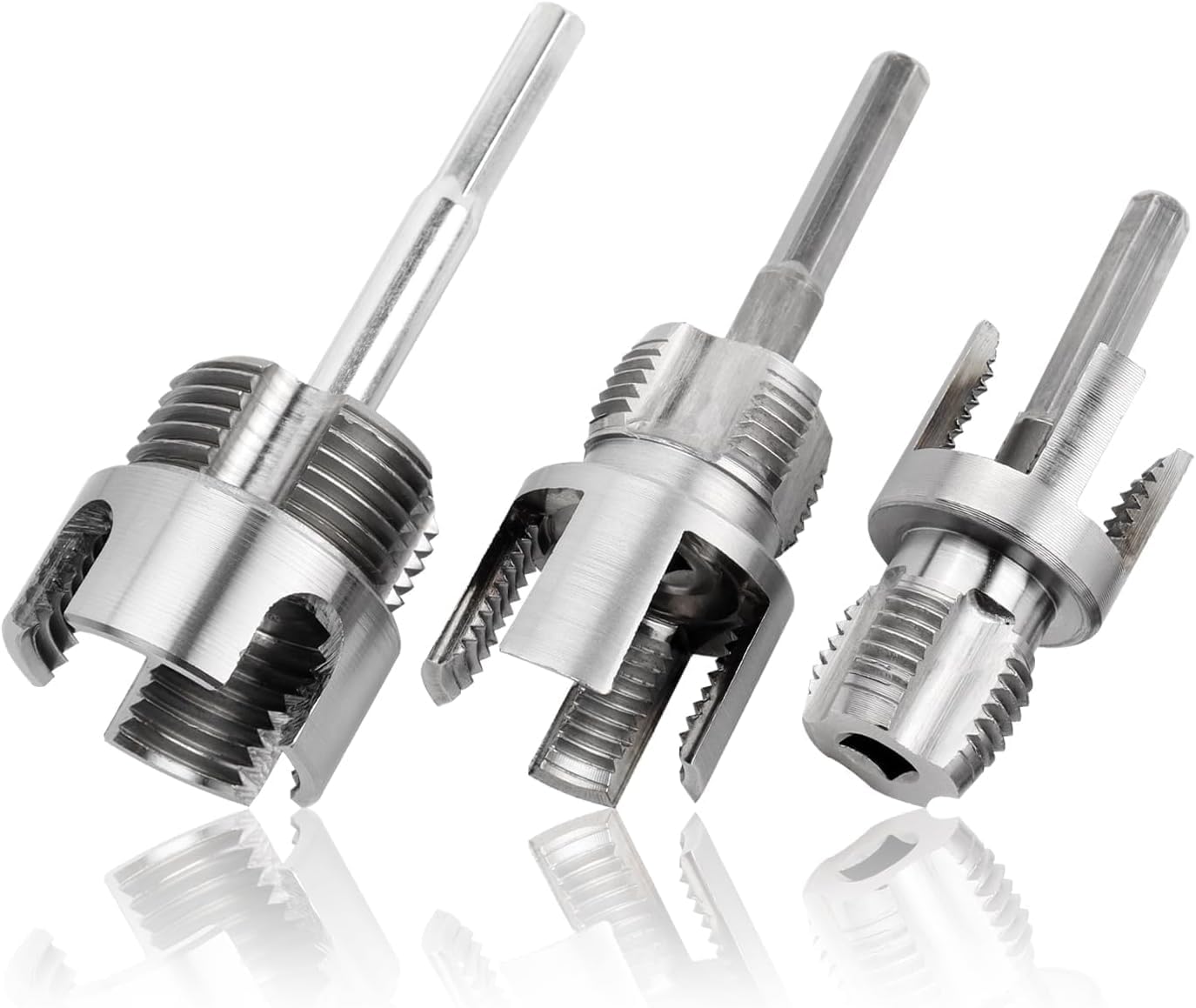 Mesee Kit per Filettatura Tubi PVC, Strumento per Filettatura Interna ed Esterna Integrata, Compatibile con Trapano Elettrico, Adatto per Tubi PVC/PPR da 1/2", 3/4", 1", per Installazioni e Riparazion