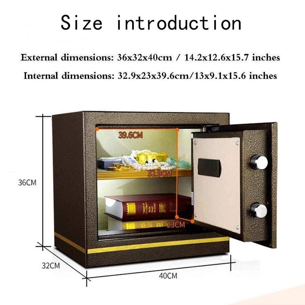 Safe Household Small Password All Steel Anti-Theft Wall Bedside Closet Office 36CM Safe Fireproof, Waterproof, Anti-Crushing and Anti-Drilling Document Key Box strongbox