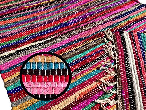 ORNAMENT QUALITÄT Fleckerlteppich 140x70 cm Kelim Handgewebt MARIABACH...