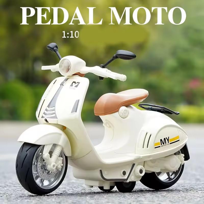 Image of FEXXA Police Motorcycle Toy - Pull Back Motorcycle Toys, Tiny Gift with Music Lighting, Latte Motorcycles Toy for Kids Boys Age 3-8 Year Old [Multicolor] (Little Bike-White)
