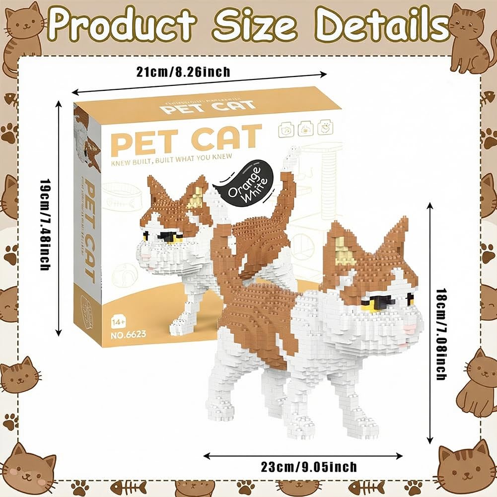 Cat Building Blocks,Cute Cat Building Block Toys,Cute Diy Animal Kit,Gift For Desk Decoration,3D Creative Model,Office Home Decoration Gifts For Adults And Teens,14+ (yellow) - Image 2