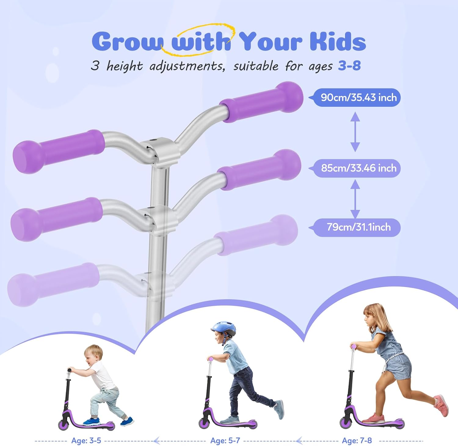 Tonbux Scooter for Kids with Light-Up Wheels & Deck, Adjustable Heights 2 Wheel Kids Scooters for Kids 5-7, Toddler Scooters with 4 Lighting Modes Deck - Image 2