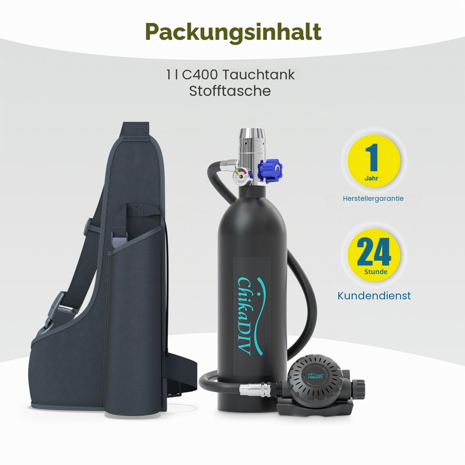 Mini Tauchflasche Sauerstoffflasche 1L Tauchflasche Mini Tauchen Sauerstofftank Taucher Set Tragbare Tauchausrüstung A3 Schwarz