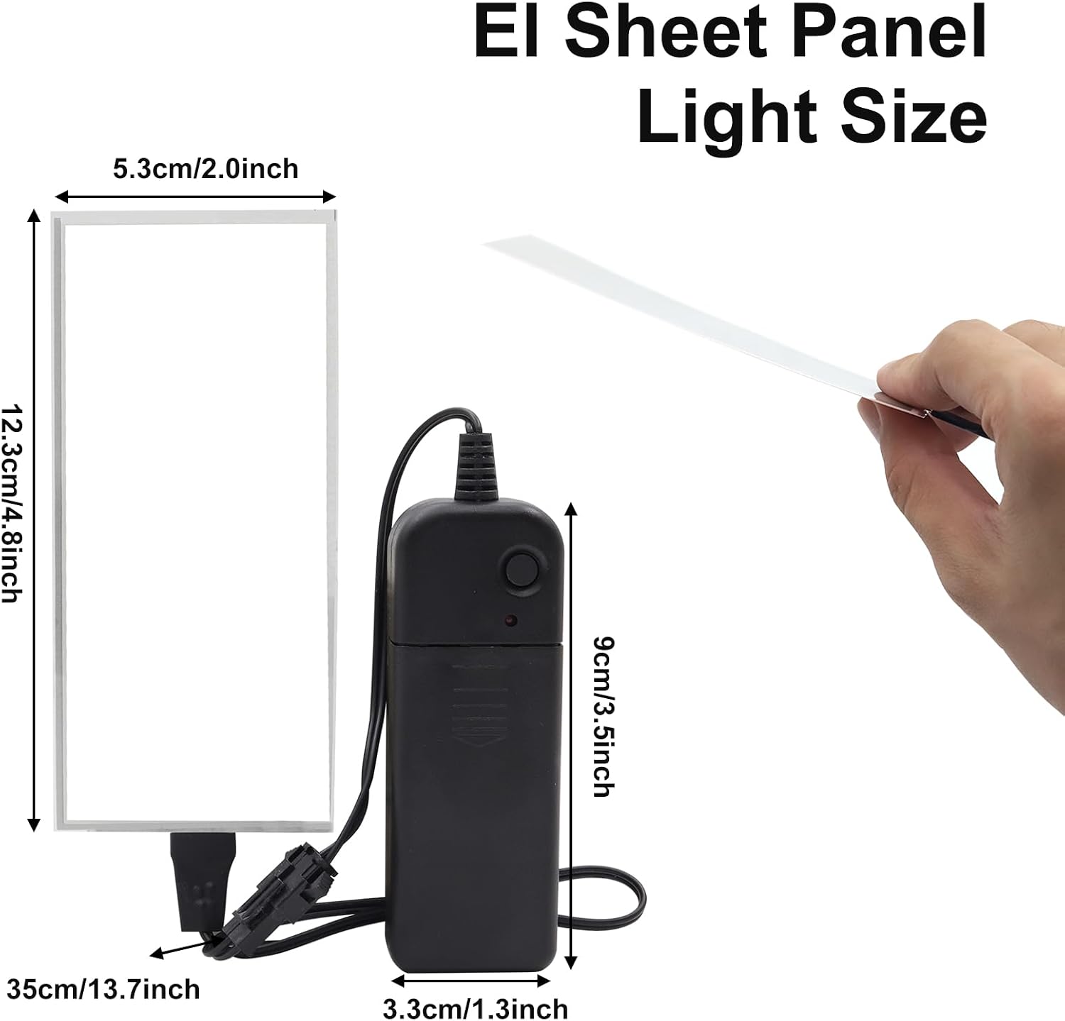 2Pcs Electroluminescent Light Sheet DIY EL Cuttable 12cm x 5cm Electroluminescent EL Panel Light for Decoration/Warning Constant Bright/Fast Flashing/Slow Flashing Three Modes (2, Ice Blue)