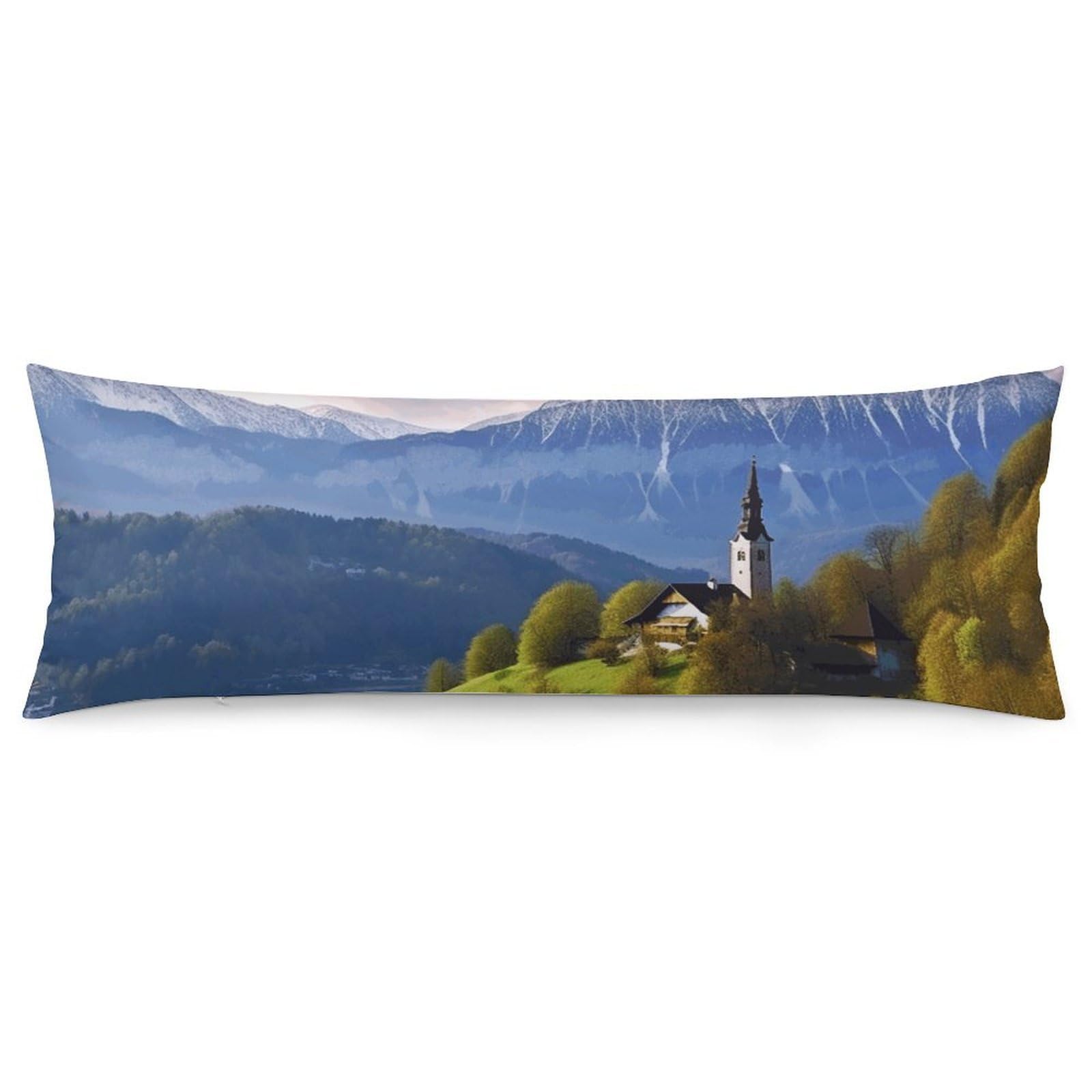 2 Pack Pillow Cases for Hair and Skin, Soft Breathable Pillow Case Covers with Hidden Zipper, Slovenia Landscape Pillowcase 20"x54" Pillow Covers for Sleeping Gift