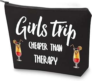 ZJXHPO Girls Weekend 2022 Gift Girls Trip Cheaper Than Therapy Makeup Bag Girls Getaway Gift Bachelorette Party Gift (C-BL Girls Trip)