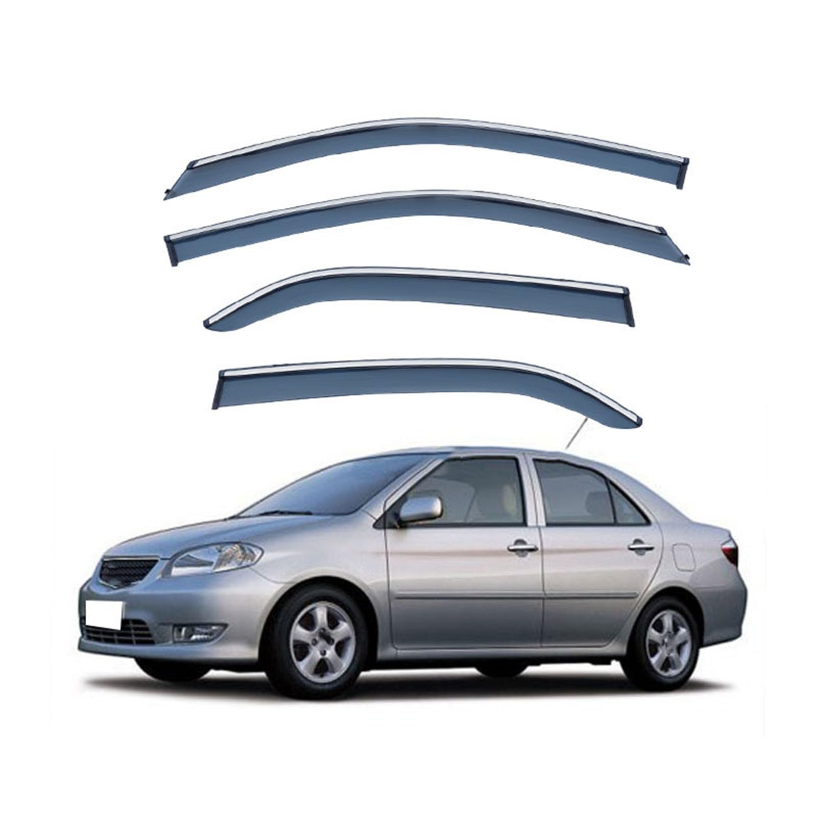 Car Wind Deflectors,Car Rain Shield,Easy Fit Rain Visors,for Toyota Vios Sedan MK1 XP40 2002-2006 Side Window Sun Rain Guards,Enhance Driving Comfort