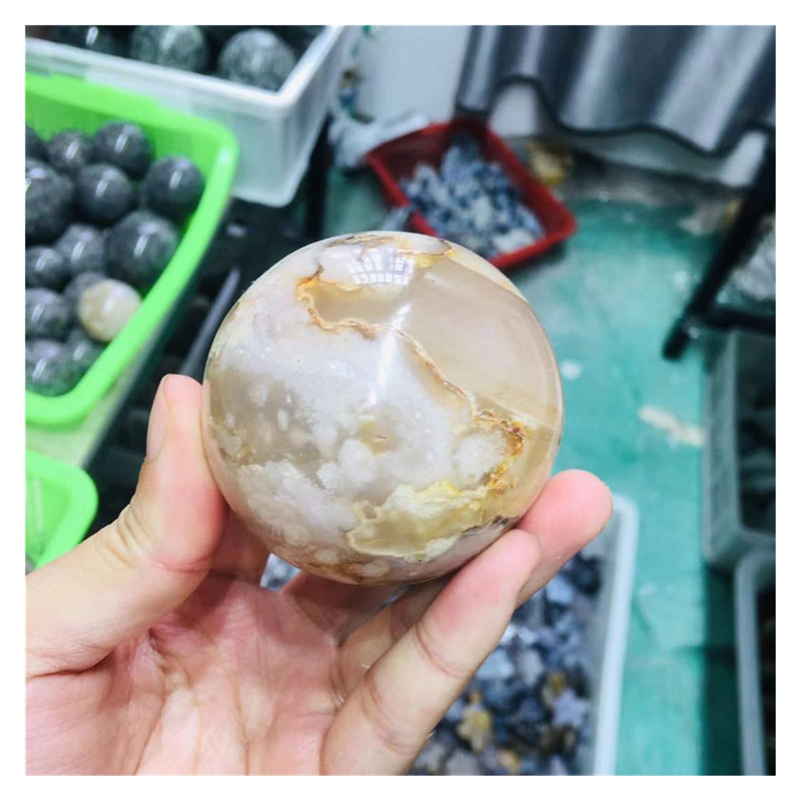 Pierres précieuses naturelles en forme de boule de cristal d'agate