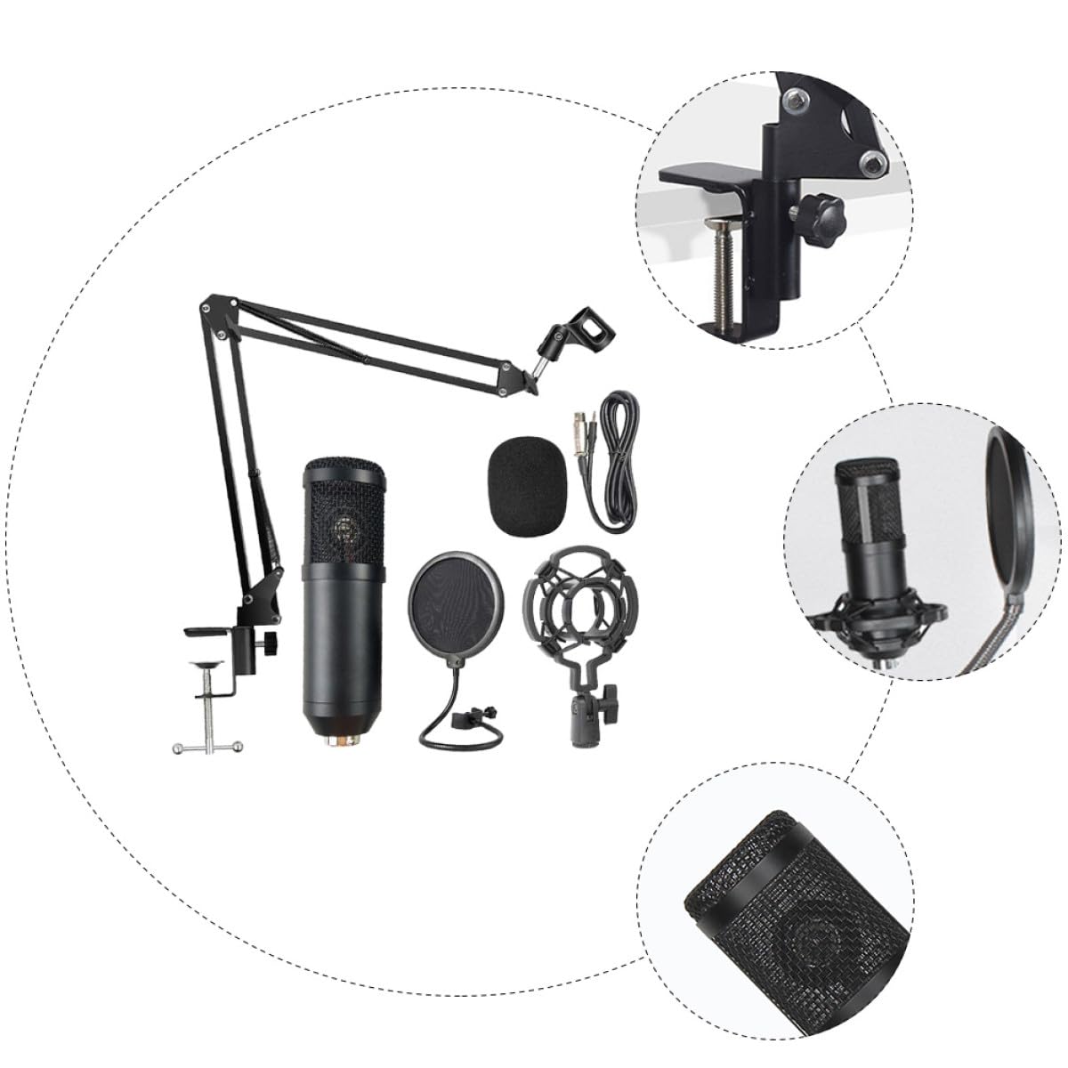 Microfono Condensatore Cardioide Nero in Lega di Alluminio USB Colore Casuale per Streaming e Registrazione in Studi di Trasmissione