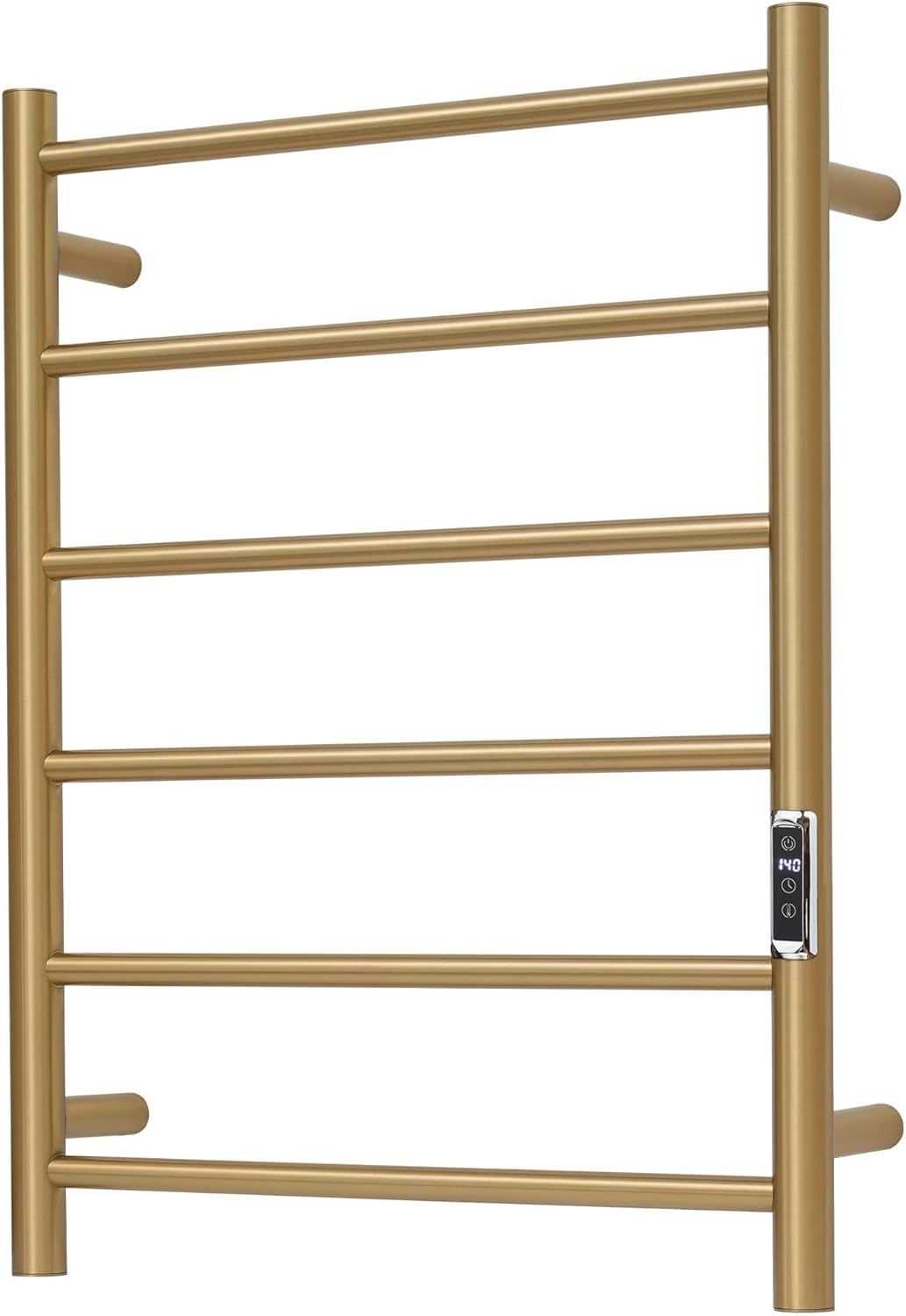 Heated Towel Racks for Bathroom, Wall Mounted Electric Towel Warmer Racks with Timer & Temperature Control, 6 Bar Stainless Steel Towel Heater for Bathroom, Brushed Gold, Plug-in Round-brushed Gold 6 Bars