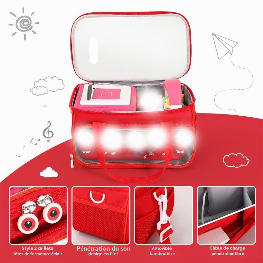 Étui de transport portable pour kit de démarrage Toniebox et figurines avec bandoulière en PVC et tissu pour lecteur audio, jouets musicaux, petits accessoires soigneusement organisés