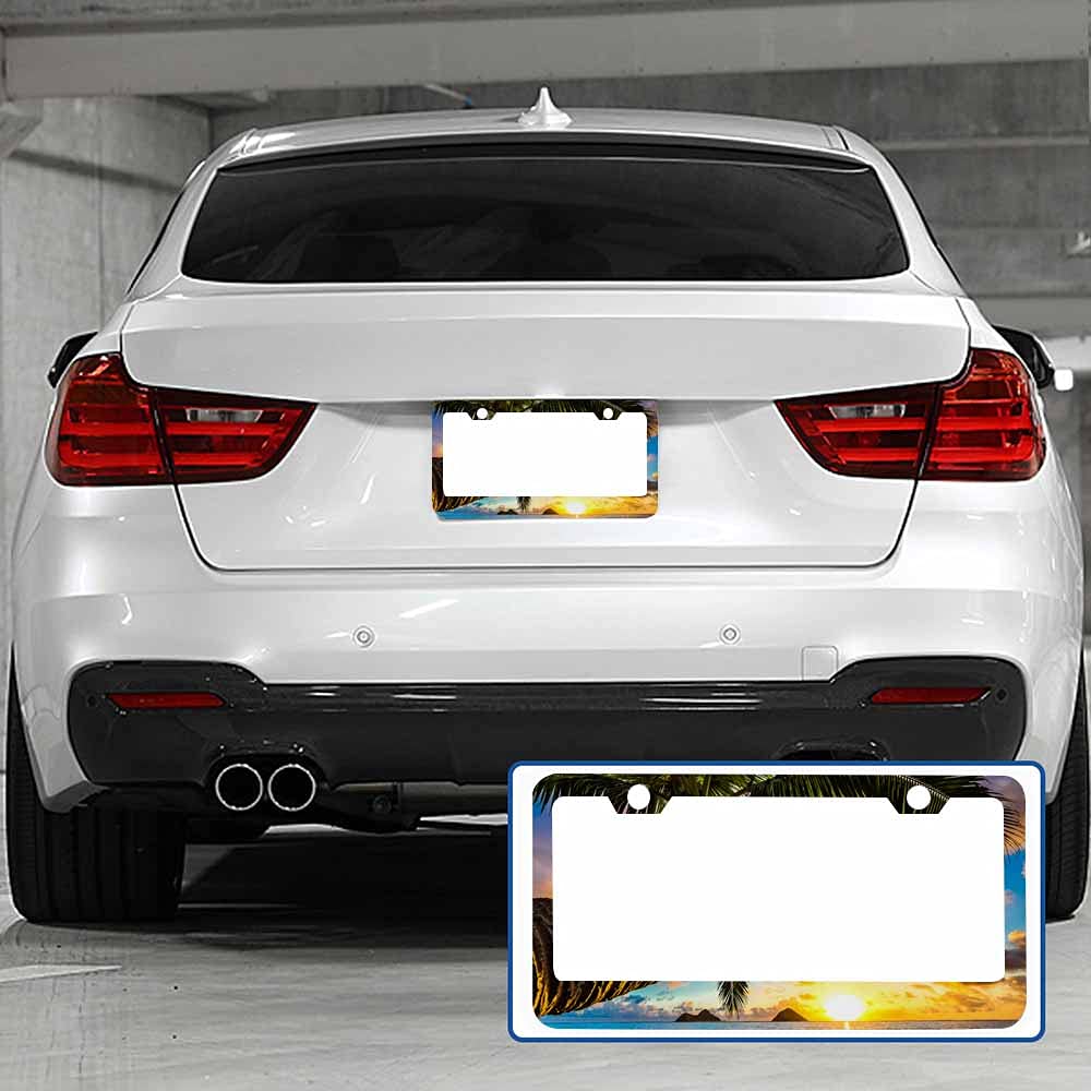 Nicokee Decorative License Plate Frame Black Celtic Viking Car Tag Frame Aluminum Auto License Plate Holder for Men Women