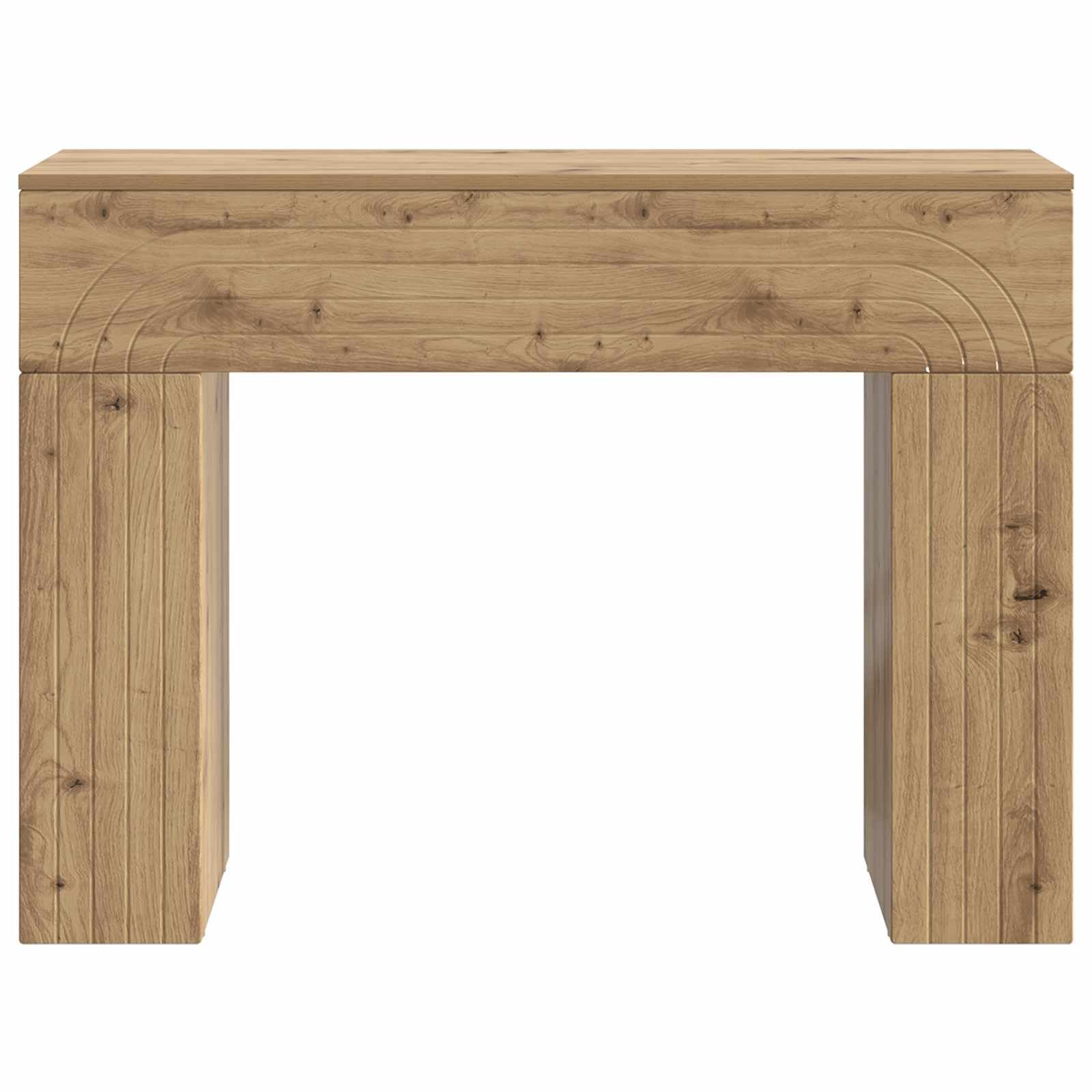 Stolik kawowy Artisan z drewna dębowego 102 x 35 x 75 cm, prostokątny stolik pomocniczy z miejscem do przechowywania do salonu, korytarza, biura i przedpokoju, kompaktowy, odporny na wilgoć
