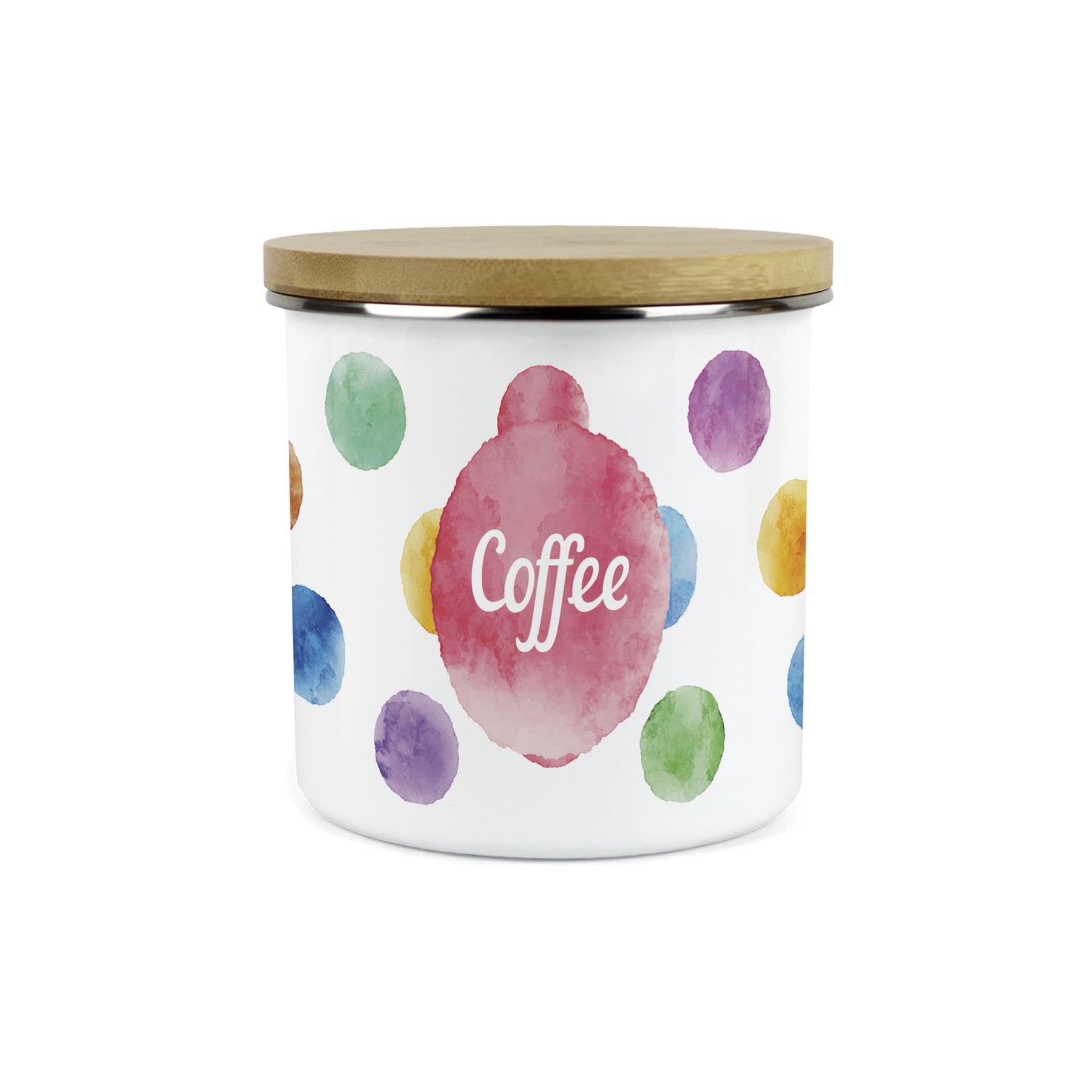 Purely Home Polka Dots Coffee Storage Canister Multicoloured Spotty Housewarming PresentsMetal/enamel Storage Container Kitchen Gift from B&Q