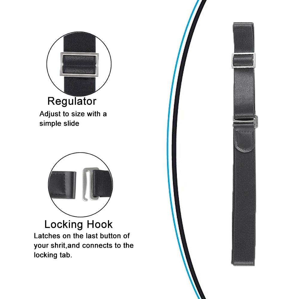 SCILLA Shirt Stay Tucker Belt | Elastic and Adjustable Garter | Stylish and Comfortable Tucker Shirt Stay Tuck Belt For Men and Women(Blackcolor) - Image 2 thumbnail