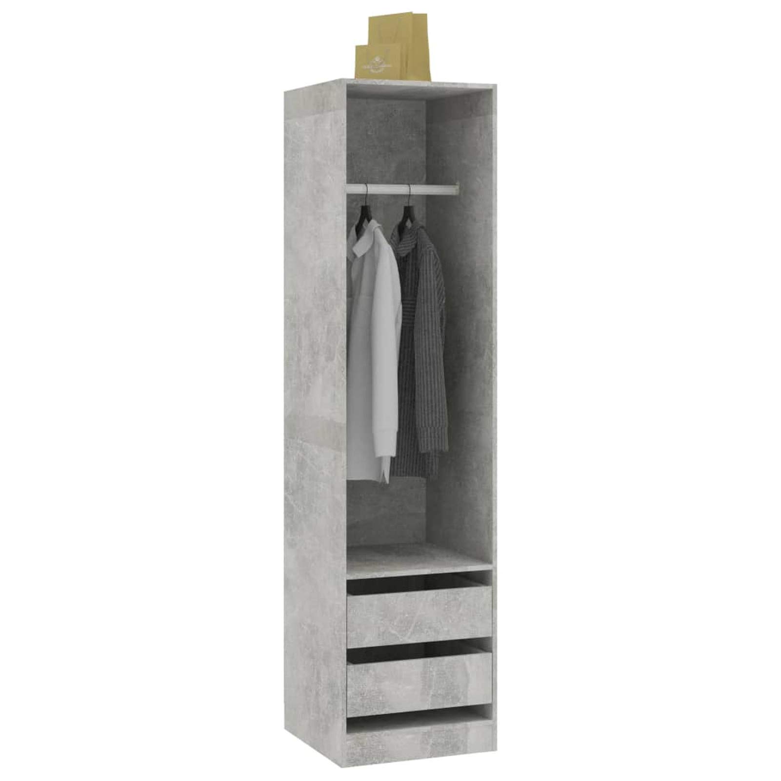 Rantry Mobile Armadio con Cassetti Grigio Cemento 50x50x200 cm in Truciolato, Salvaspazio Armadietto da Esterno, Mobili Esterno Balcone per Soggiorno, Ufficio, Camera da Letto, Bagno