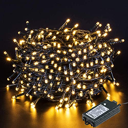GlobaLink Guirlande Lumineuse Pour Sapin, Lumières de Noël 40M 300Led, Guirlande LED Extérieur et Intérieur- 8 Mode Étanche IP44 pour Noël Decoration de Batterie pour Maison,Jardin, Mariage - Pile Cover