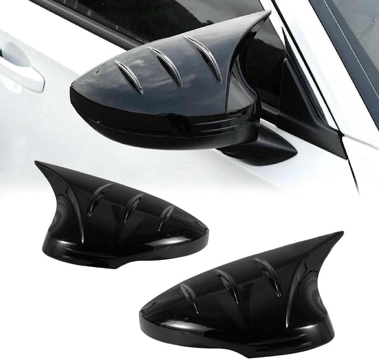 2PCS Rear View Side Mirror Cover Cap Compatible with Honda Civic 2022 2023 Exterior Door Side Mirror Left Driver Right Passenger Cover Gloss Black