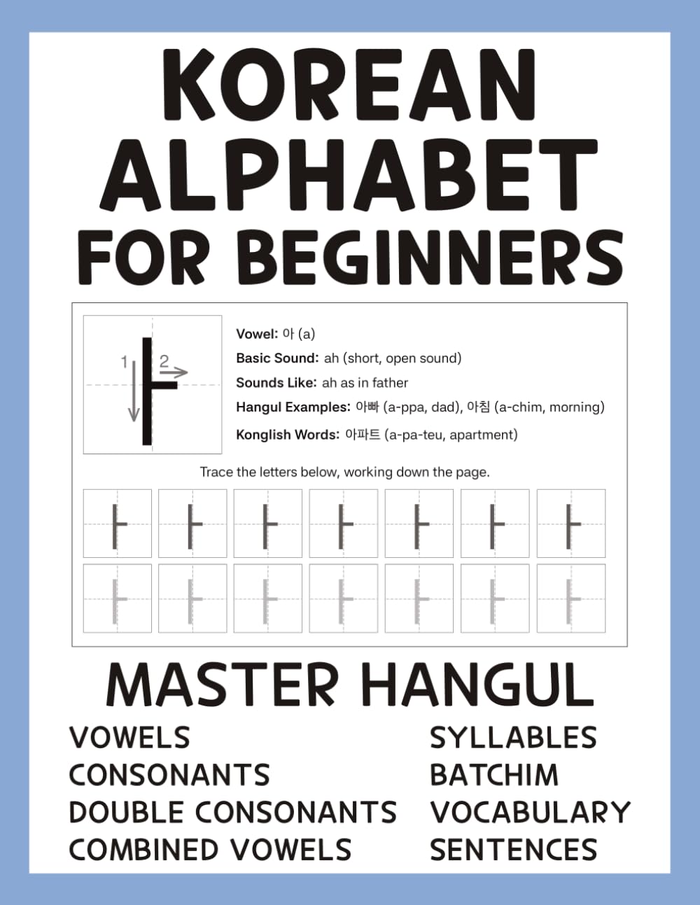Korean Alphabet for Beginners: Hangul Learning Made Easy with an Easy Step-by-Step Guide to Consonants, Vowels, Syllables, Batchim, Vocabulary, Sentences, and More