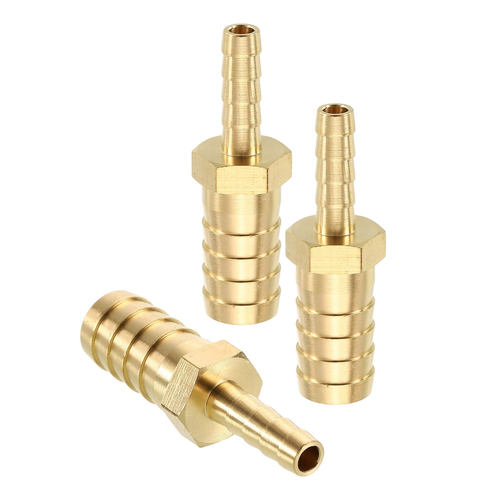 sourcing map 3pcs 1/2"(15mm) to 1/4"(7mm) Brass Hose Barb Fitting Metals Splicer Mender for 3D Printing, Air Compressor, CNC Machine, Dies — image 1