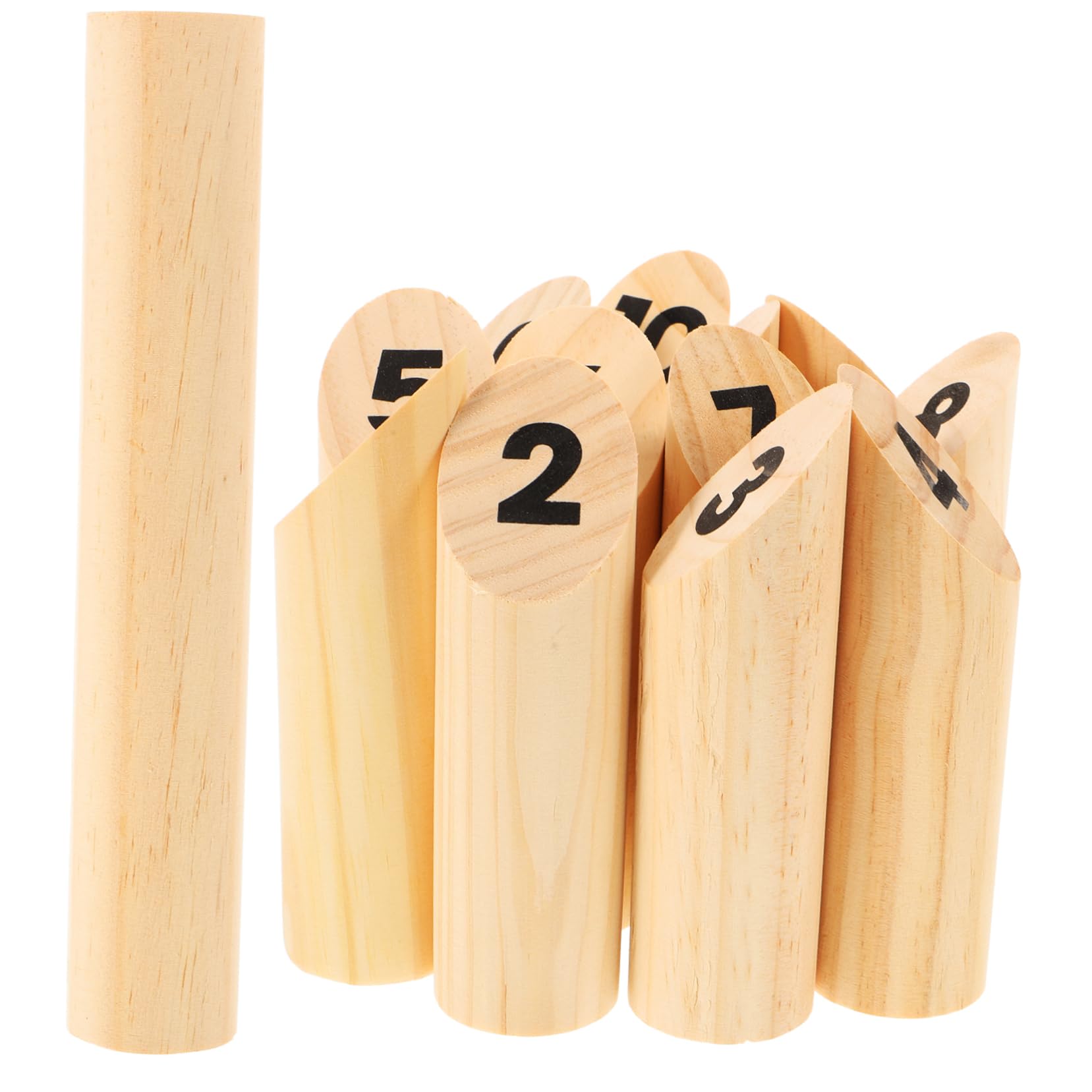 Toyvian Jeu de Lancer Quilles Finlandaises Numérotées en Bois Naturel, Jouet Interactif Éducatif, Kit Complet pour Adultes et Garçon et Filles, Loisirs en Plein Air, Jardin et Activités