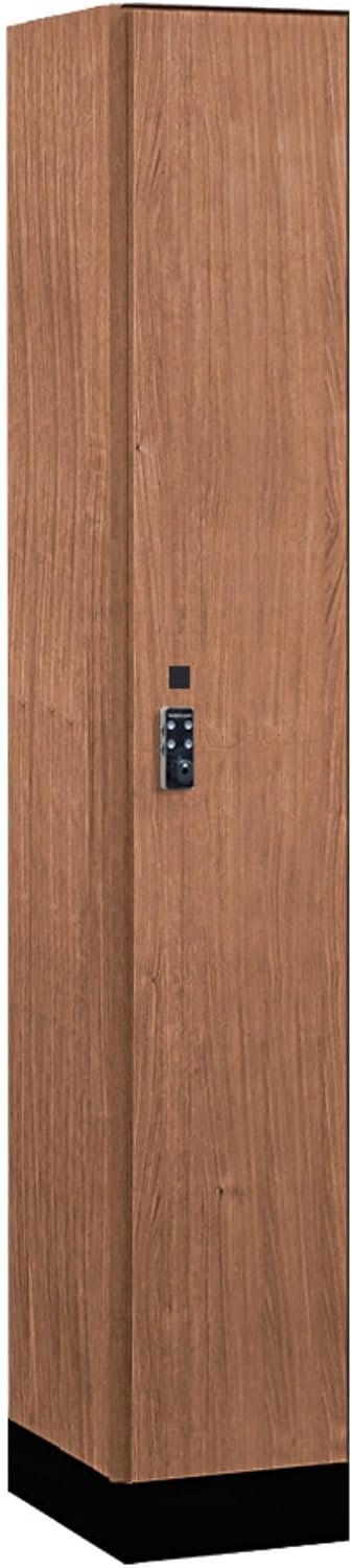 Salsbury Industries 12" Wide Wood Locker - Single Tier - 1 Wide - 6 Feet High - 18" Deep - Red Oak - Resettable Combination Locks