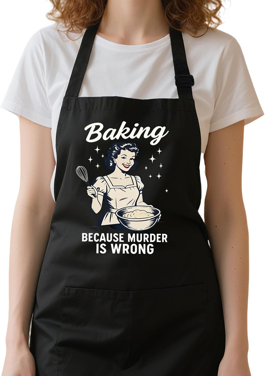 Funny Cooking Aprons for Women Men With 2 Pockets, Adjustable Kitchen Apron for Mom Wife Mothers Day